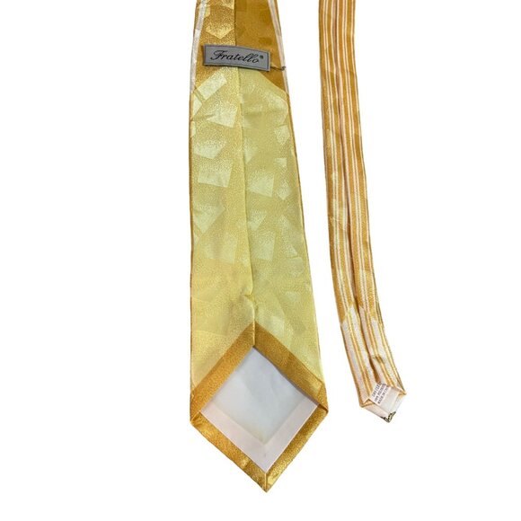 Fratello Mens Neck Tie Yellow White Geometric Work Dad Tie - Picture 4 of 6